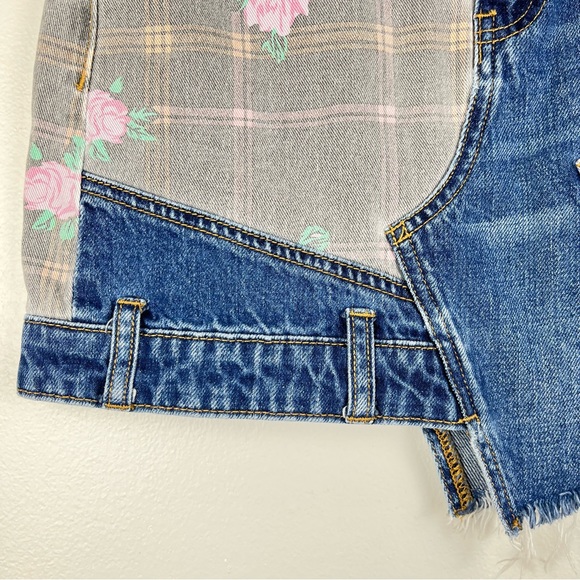 BDG Urban Outfitters Patch Work Fray Floral Denim Skirt Asymmetric (C1) - Picture 4 of 12